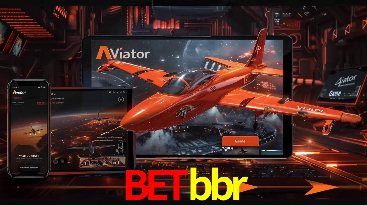 Apresentação tecnológica do jogo Aviator com um avião saindo da tela de um tablet, demonstrando a experiência imersiva em múltiplos dispositivos no betbbr.