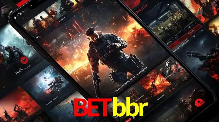 Tela de um celular exibindo uma galeria de jogos de tiro com temática militar, mostrando a variedade de e-sports disponíveis para apostas na plataforma de entretenimento betbbr.