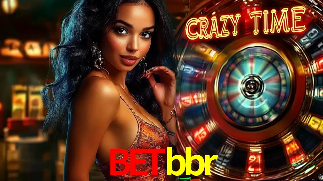 Mulher elegante ao lado da vibrante roda da fortuna do jogo de cassino ao vivo Crazy Time, um dos game shows mais populares e cheios de prêmios do betbbr.